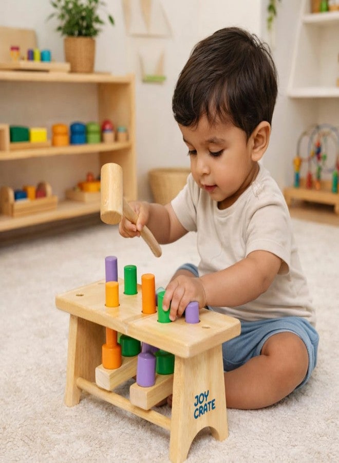 JoyCrate Whack n Wiggle Bench for Babies | Hammer & Peg Toy | Fine Motor, Hand-Eye Coordination & Cause-Effect Play | Montessori Wooden Hammer Toy for Babaies 9+ Months - Image 4