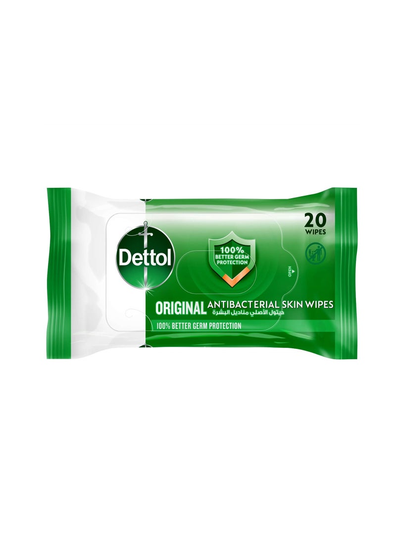 Dettol Original Antibacterial Skin Wipes , Pack of 20 Water Wipes - Image 1