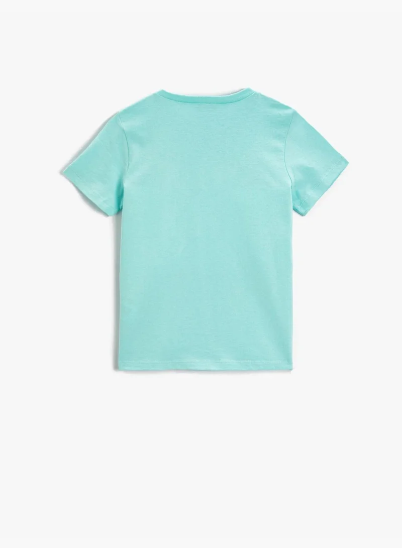 KOTON Robot Printed Short Sleeve T-Shirt Cotton