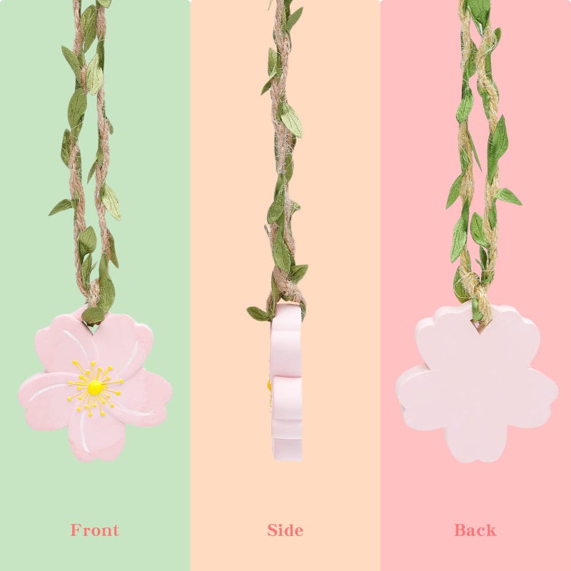 YGMONER Sakura Car Mirror Hanging Ornaments - 2.3" Cherry Blossom Flower Interior Rear View Mirror Decor Accessories for Women - Image 4