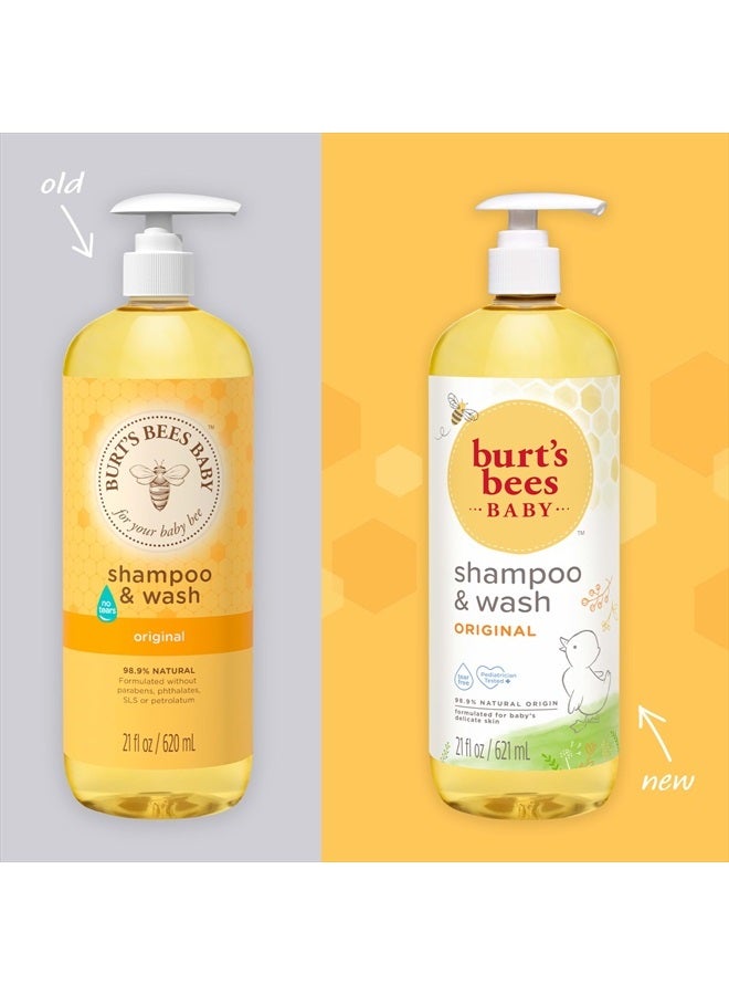 Burt's Bees Baby Shampoo and Wash, Original, Tear Free, Pediatrician Tested, 98.7% Natural Origin, 21 Fluid Ounces - Image 2