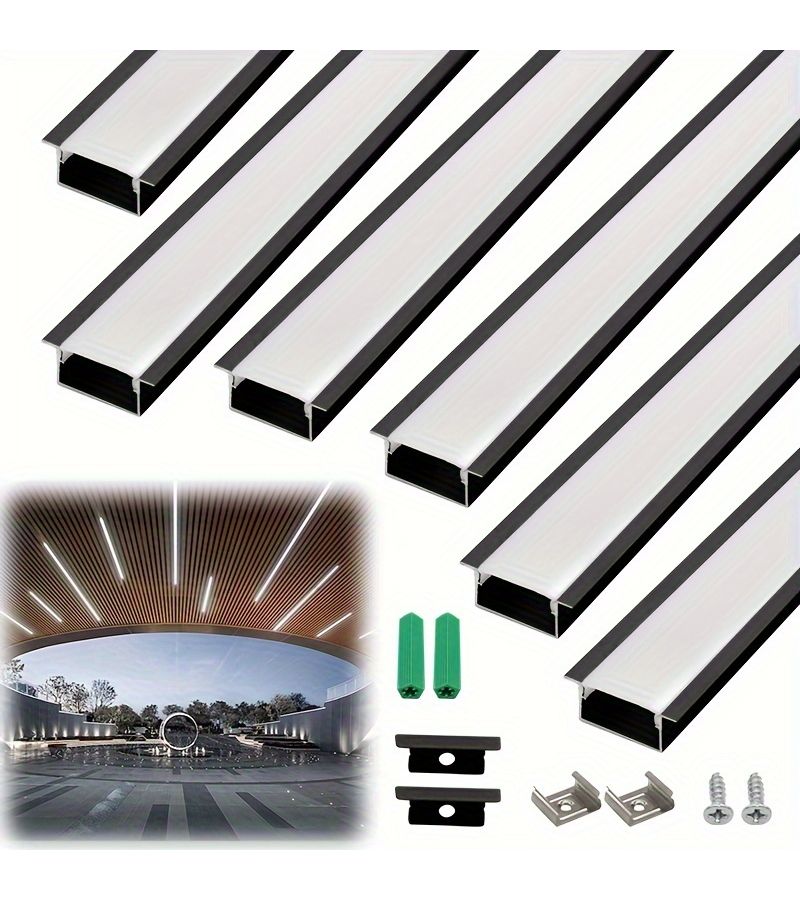 6pcs 165ft 05m 20x10mm Recessed Flanged LED Channel System Fitted With Milky White Diffuser Cover Silvery U Shaped LED Profile Housing Track Perfect For LED Strip Light Sections No Light Source Included Nonelectrified - Image 1