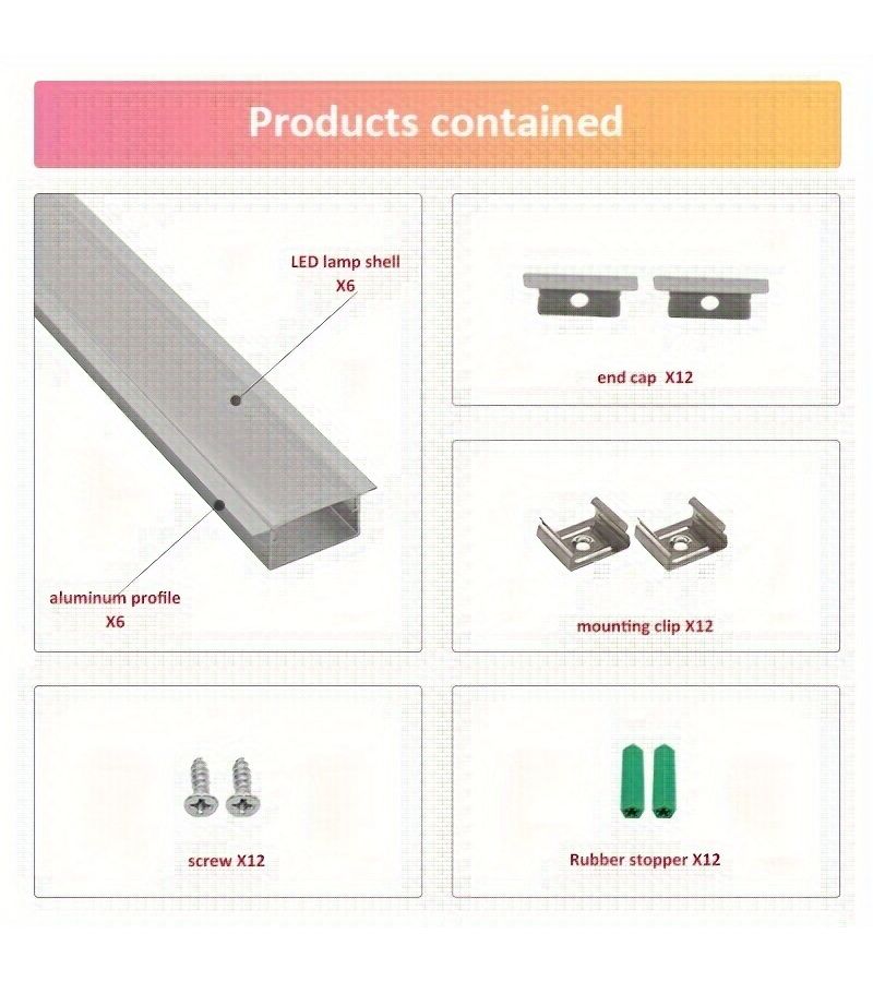 6pcs 165ft 05m 20x10mm Recessed Flanged LED Channel System Fitted With Milky White Diffuser Cover Silvery U Shaped LED Profile Housing Track Perfect For LED Strip Light Sections No Light Source Included Nonelectrified - Image 2