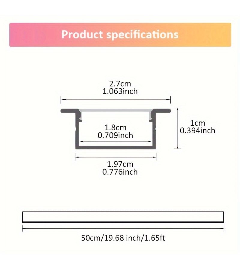 6pcs 165ft 05m 20x10mm Recessed Flanged LED Channel System Fitted With Milky White Diffuser Cover Silvery U Shaped LED Profile Housing Track Perfect For LED Strip Light Sections No Light Source Included Nonelectrified - Image 3