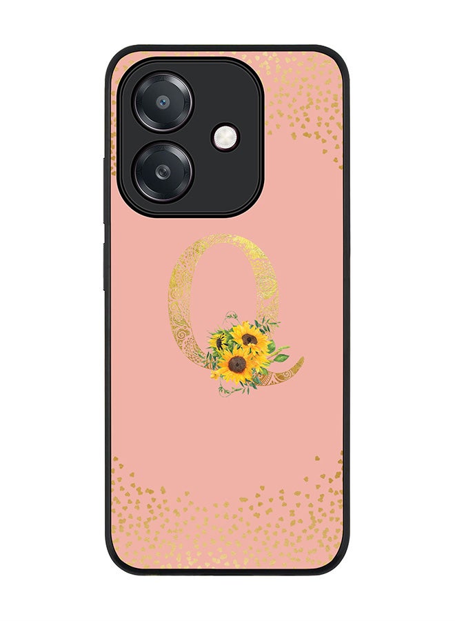 Stylizedd For Oppo A3x 4G / A3 4G Case,Slim fit Camera Protection, Shockproof Thin Phone cover - Custom Floral Monogram - Q (Rose Pink ) - Image 1