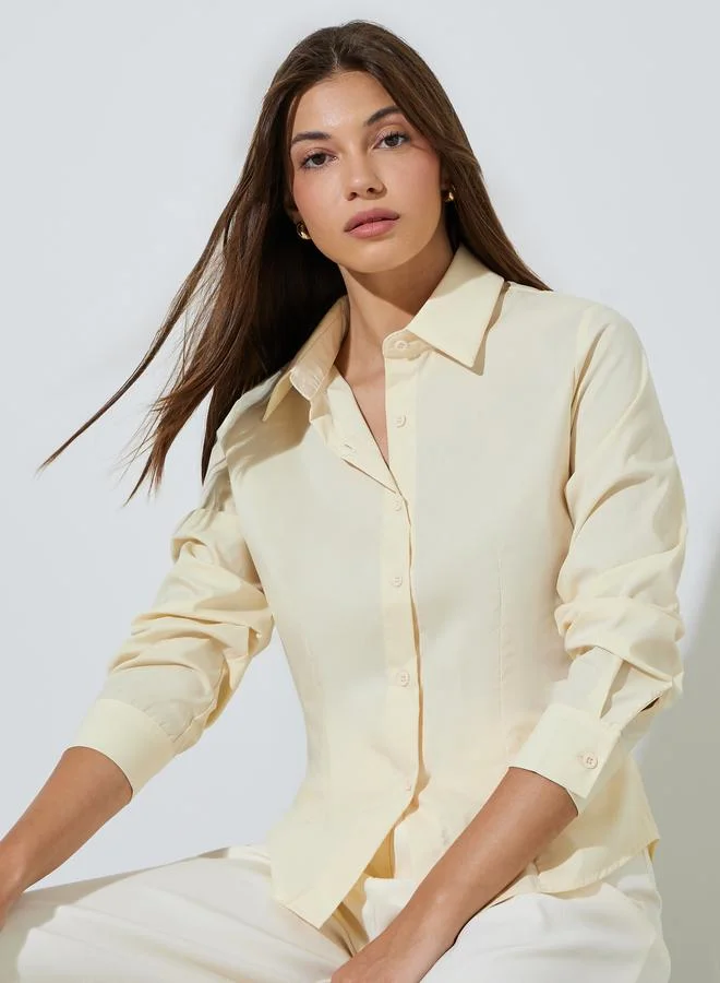 ستايلي Yellow Long Sleeve Fitted Shirt