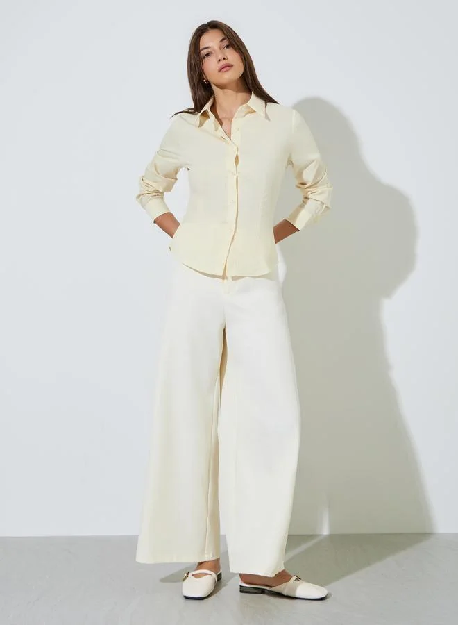 ستايلي Yellow Long Sleeve Fitted Shirt