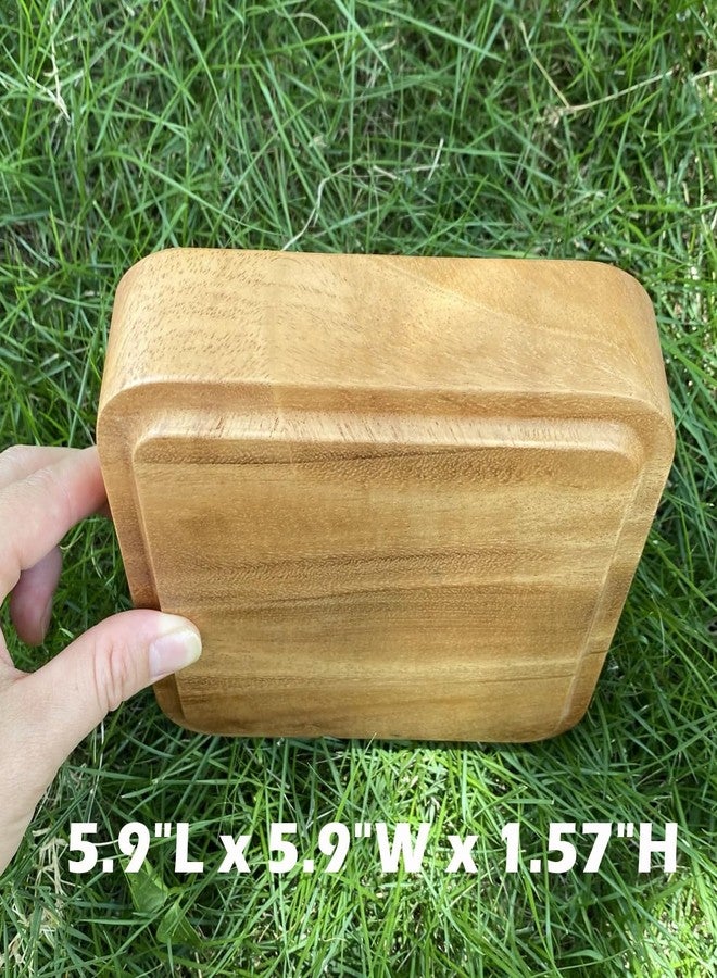Floatidea Walnut Wooden Tray 5.9" Wood Square Tea Coffee Table Tray Ring Jewelry Storage Small Box Bread Organizer Snack Dish Nut Candy Fruit Cup Key Container Dessert Plate for Home Office Cafe Decor - Image 3