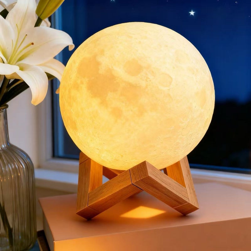 Creative Bedside Atmosphere Moon Night Light Bedroom Sleep Light Net Red Moon Starry Sky Pat Charging Atmosphere Desk Lamp - Image 5