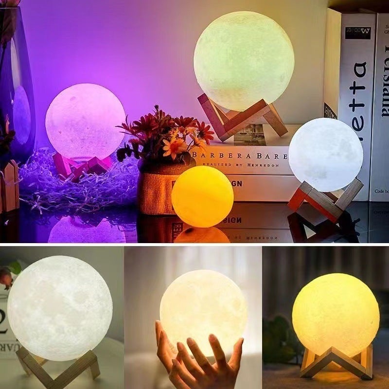 Creative Bedside Atmosphere Moon Night Light Bedroom Sleep Light Net Red Moon Starry Sky Pat Charging Atmosphere Desk Lamp - Image 1