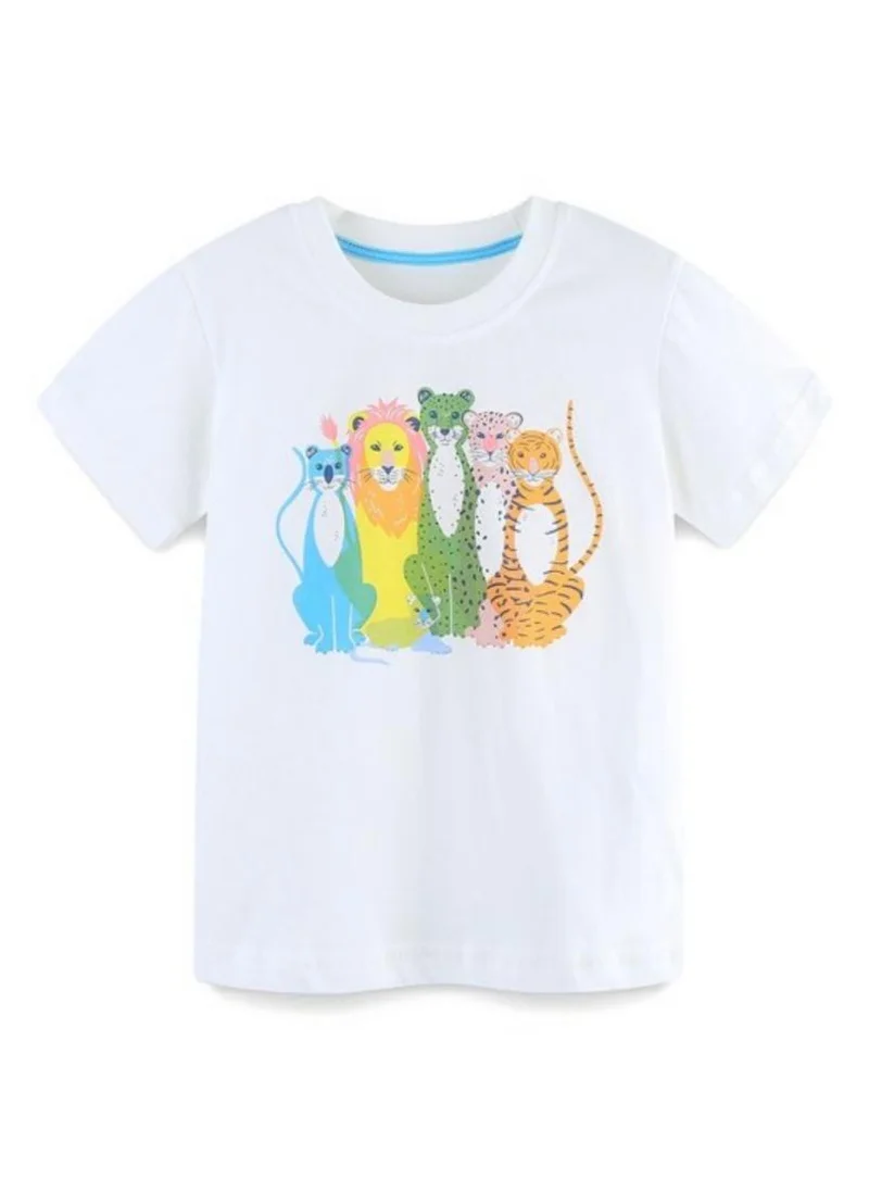 يونيكي White Graphic Printed Round Neck T-shirt