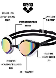 arena Arena Python Racing Swim Goggles for Men and Women, UV Protection, Anti-Fog, Dual Strap, Mirror Lens, Copper/White  - Image 3