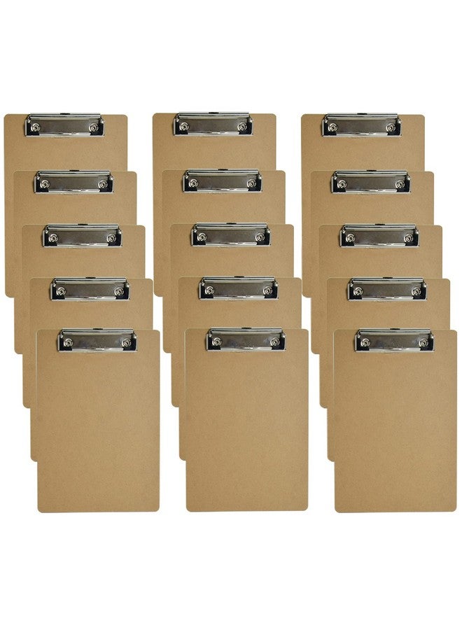 HappyHapi 15 Pack Mini Clipboards 6 X 9 Inches Small Ecofriendly Wood Hardboard A5 Memo Size Low Profile Clip With Hang Tab For Home Office School Classroom Supplies Brown - Image 1