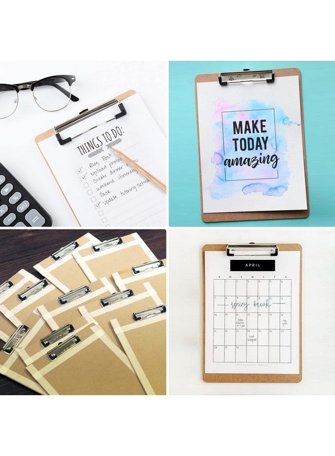 HappyHapi 15 Pack Mini Clipboards 6 X 9 Inches Small Ecofriendly Wood Hardboard A5 Memo Size Low Profile Clip With Hang Tab For Home Office School Classroom Supplies Brown - Image 4