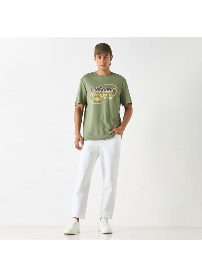 Lee Cooper - Lee Cooper Logo Print Crew Neck T-shirt with Short Sleeves - Image 1