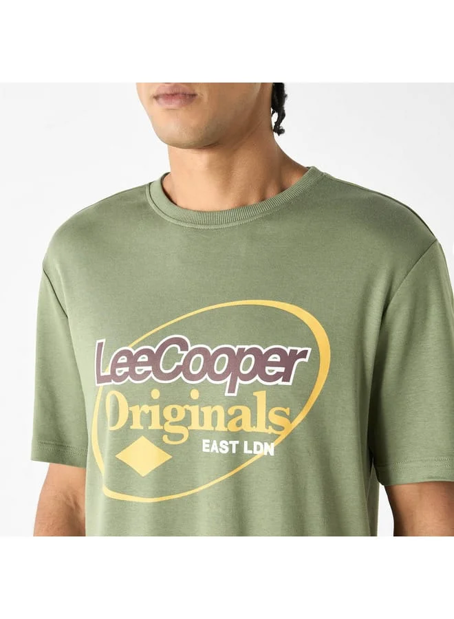 Lee Cooper Lee Cooper Logo Print Crew Neck T-shirt with Short Sleeves