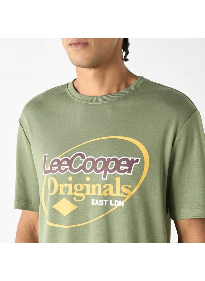 Lee Cooper - Lee Cooper Logo Print Crew Neck T-shirt with Short Sleeves - Image 1
