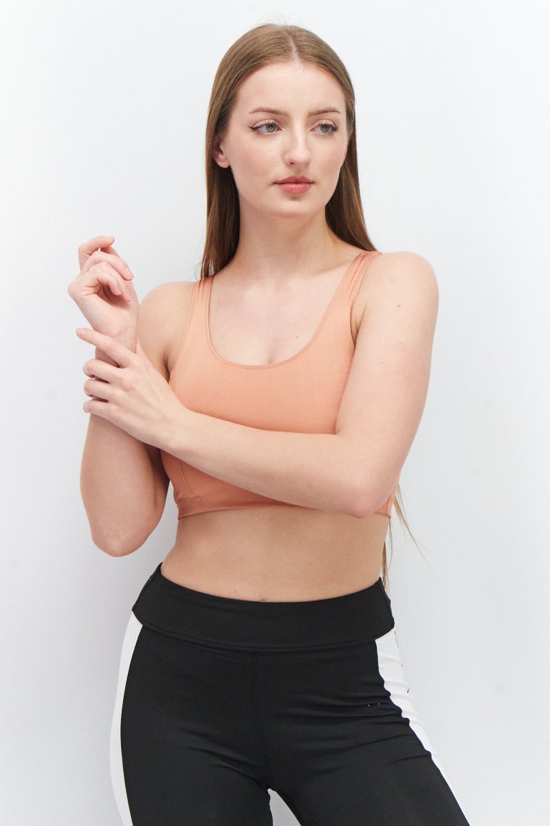 Weekday Women U-Neck Sleeveless Plain Tank Top, Rust - Image 1