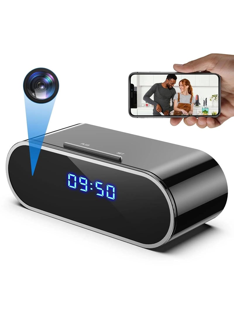 TECHNOVIEW TECHNOVIEW 1080p Full HD WiFi Table Clock Security Camera Audio and Video Recording Motion Detection Low Light Vision Indoor Security Camera for Home Office  - Image 1