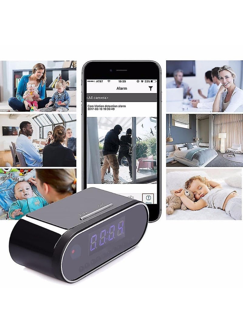 TECHNOVIEW TECHNOVIEW 1080p Full HD WiFi Table Clock Security Camera Audio and Video Recording Motion Detection Low Light Vision Indoor Security Camera for Home Office  - Image 4