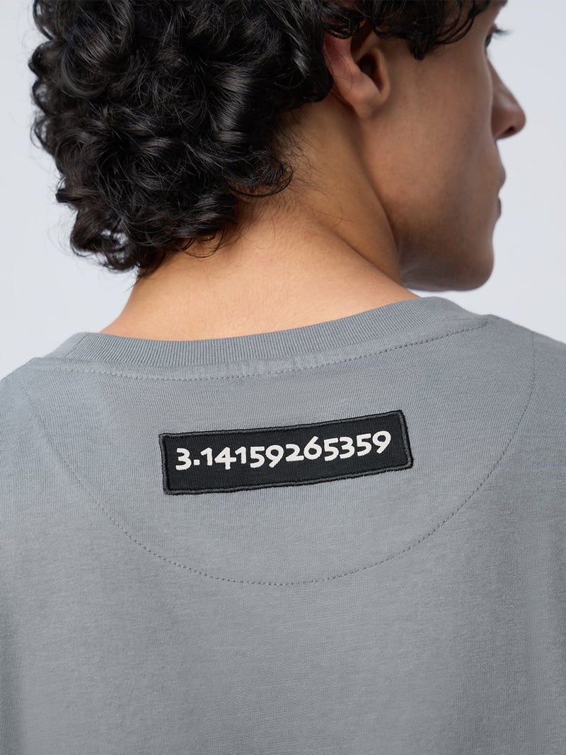 The Souled Store: Irrational as Pi Men and Boys Short Sleeves Round Neck Embroidered Cotton Relaxed Fit Lightweight All-Season Graphic Printed T-Shirt - Image 3