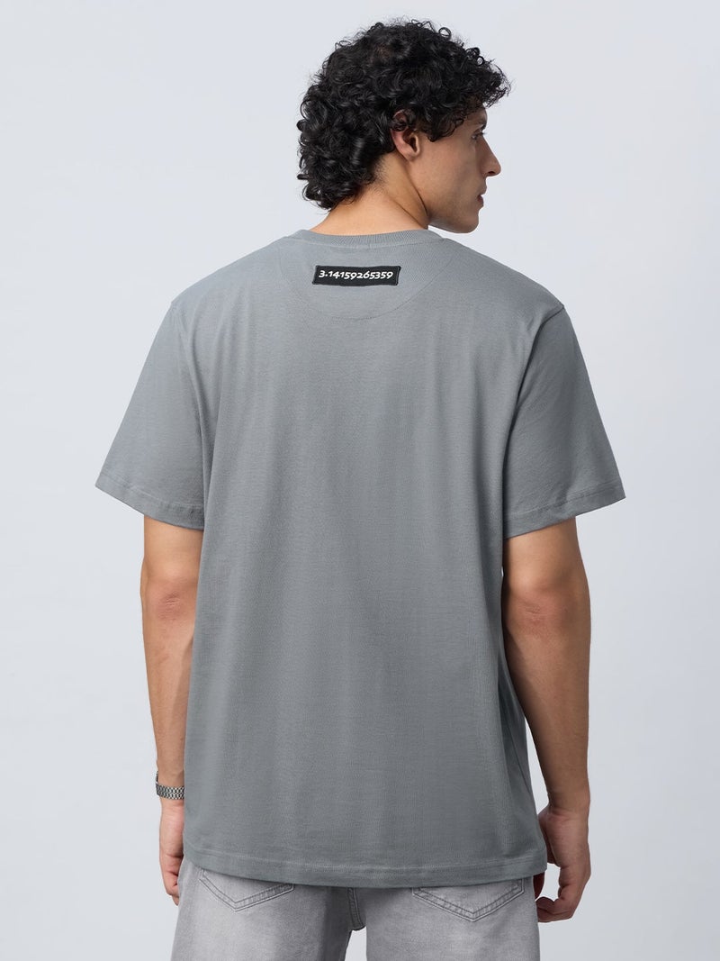 The Souled Store: Irrational as Pi Men and Boys Short Sleeves Round Neck Embroidered Cotton Relaxed Fit Lightweight All-Season Graphic Printed T-Shirt - Image 4