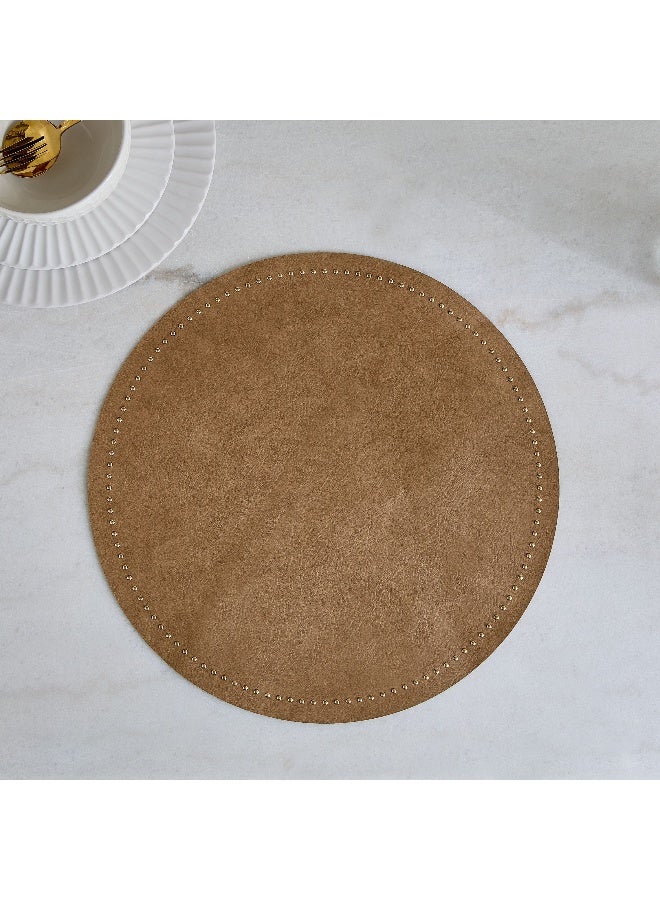 Home Box Studded Round Placemat - Brown - 37.5 cm - Image 1