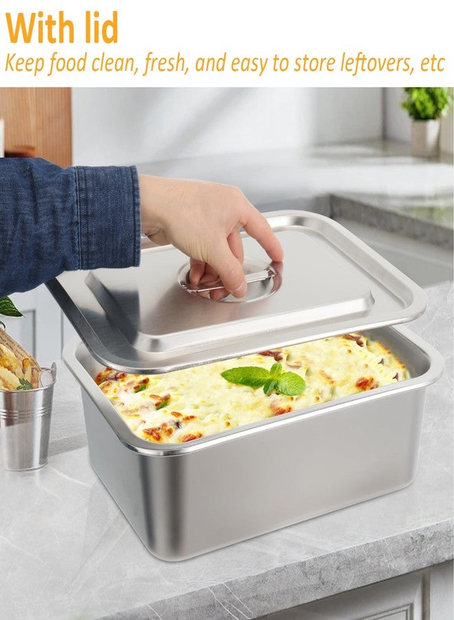 CODOHI 4 Inch Extra Deep Lasagna Baking Pan with Lid, 10.6x14.1 Inch 304 Stainless Steel Large Baking Dish Tray for Oven, Thick Metal Roasting Pan for Casserole Brownie Turkey, Silver - Image 5