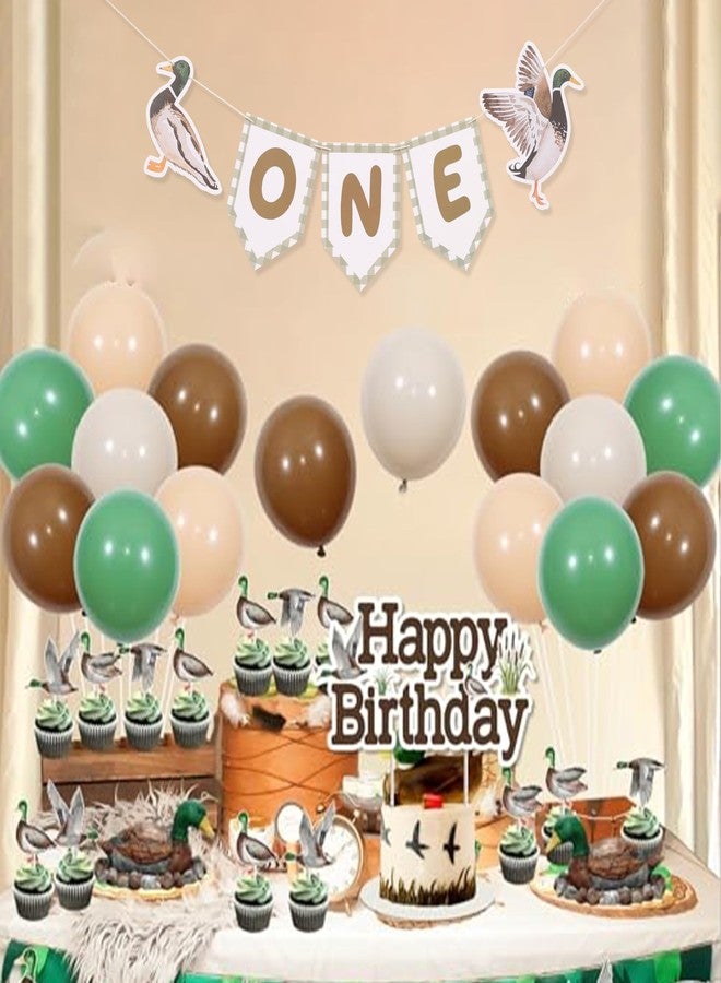 HIKLO One Lucky Duck High Chair Banner - Mallard Duck Party Decoration, Duck Hunting 1st Birthday Banner for Boy, Fall Party Cake Smash Photo Props - Image 5