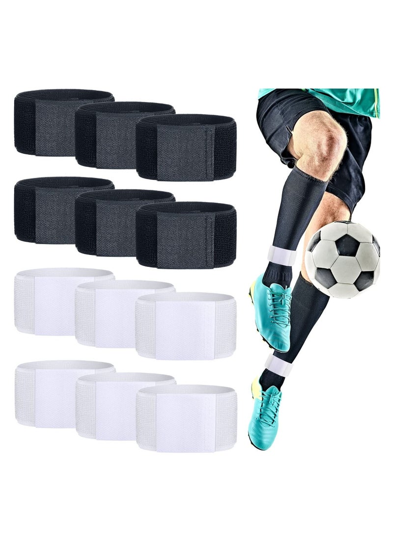 Y&D Soccer Shin Guard Straps, Anti Slip Stays Legging Holders, Football Socks Fixed Straps for Sports Kicking Ball Running Cycling Youth Adults, Black and White (12 Pcs) - Image 1