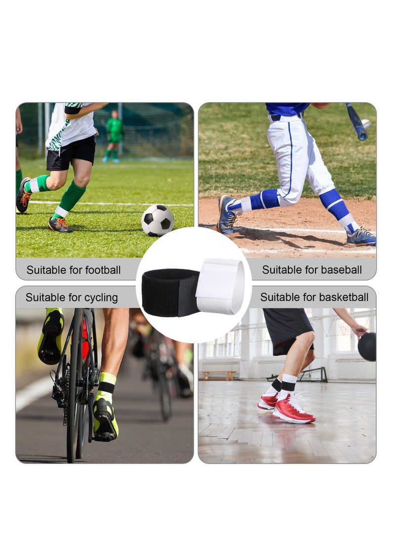 Y&D Soccer Shin Guard Straps, Anti Slip Stays Legging Holders, Football Socks Fixed Straps for Sports Kicking Ball Running Cycling Youth Adults, Black and White (12 Pcs) - Image 2