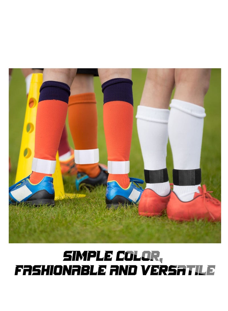 Y&D Soccer Shin Guard Straps, Anti Slip Stays Legging Holders, Football Socks Fixed Straps for Sports Kicking Ball Running Cycling Youth Adults, Black and White (12 Pcs) - Image 5