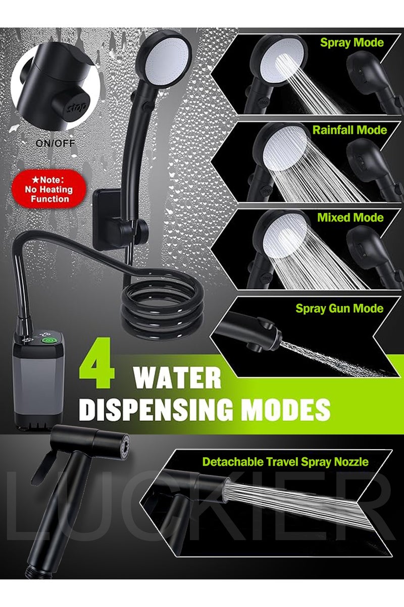 LUCKIER Portable Camping Shower Pump set- Dual Mode & Temp Display (6000mAh Battery/LED Screen/150Min Runtime) - Ideal for Desert Trips, Outdoor Shower & Hot Climate Car Wash - Image 3