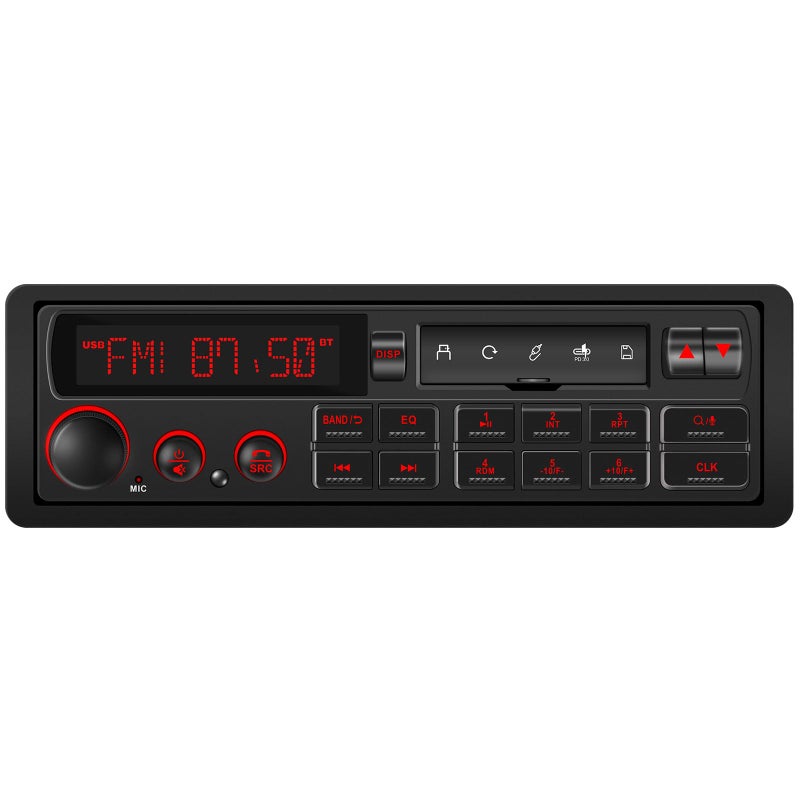 DOVOX Single Din Retro Car Radio: European Style Stereo for Classic Vehicles - Bluetooth FM AM USB SD AUX USB-C Fast Charge 4-CHN 2 Subwoofer Outputs SWC - Image 1