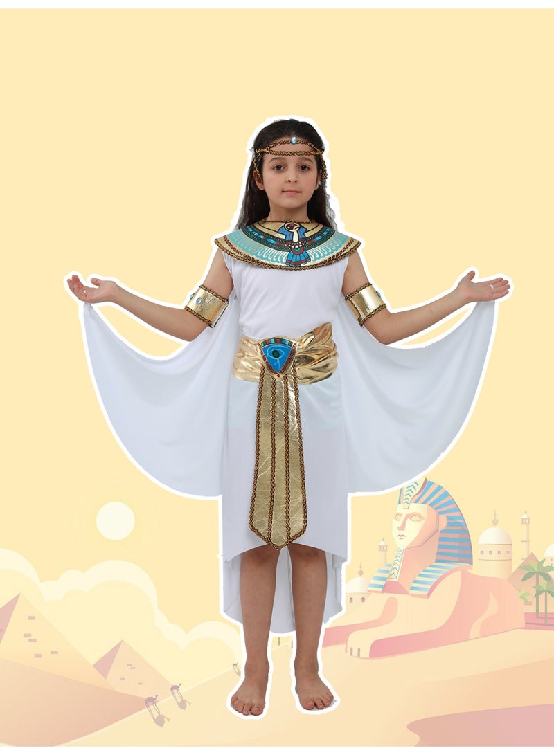 Pharaoh and Cleopatra Cosplay Costumes - Halloween Egyptian-themed Children's Prince and Princess Outfits (Ages 11-14) - Image 1