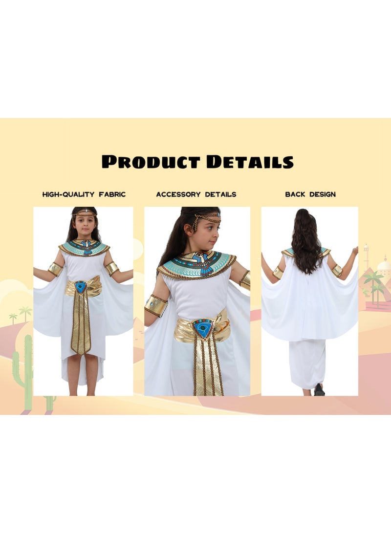 Pharaoh and Cleopatra Cosplay Costumes - Halloween Egyptian-themed Children's Prince and Princess Outfits (Ages 11-14) - Image 3