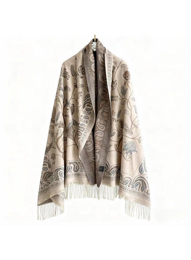 تشيندا شال كشمير ثنائي اللون 60*185 سم عشاء عباية مع دفء غرفة مكيفة مكتب منزلي متعدد الأغراض - Image 1