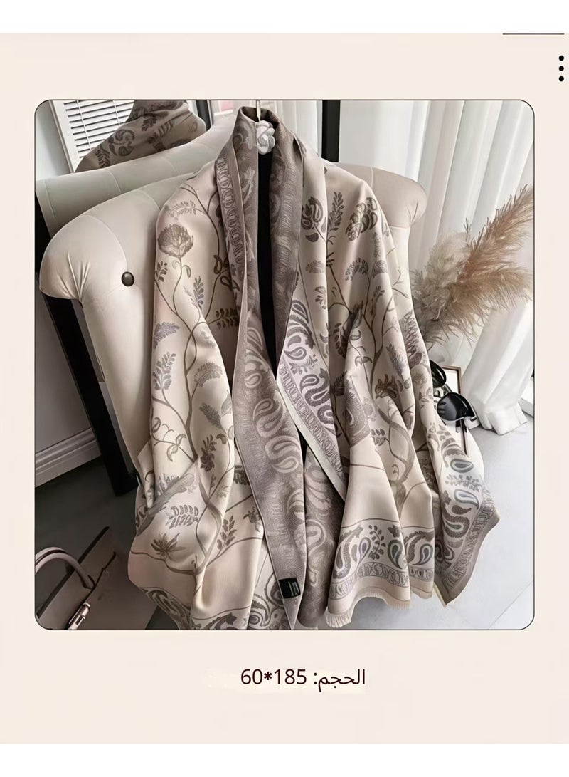 تشيندا شال كشمير ثنائي اللون 60*185 سم عشاء عباية مع دفء غرفة مكيفة مكتب منزلي متعدد الأغراض - Image 4