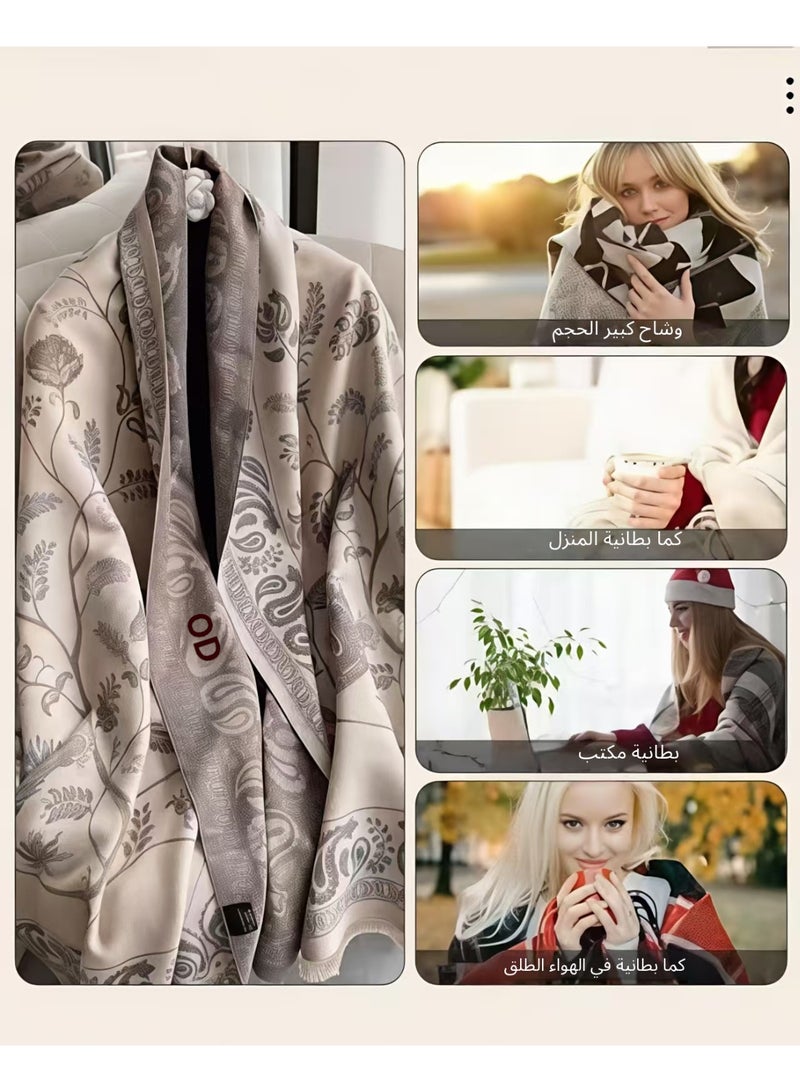 تشيندا شال كشمير ثنائي اللون 60*185 سم عشاء عباية مع دفء غرفة مكيفة مكتب منزلي متعدد الأغراض - Image 5