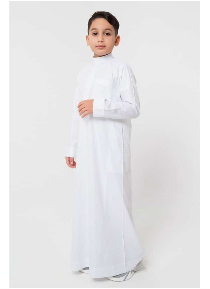 RS - White Boys' Thobe with Zipper - Image 1
