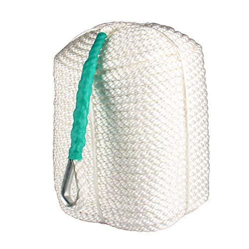 Bang4buck Super Strong 1/2 Inch x 300 Feet Three Strand Braided Boat Lines Dockline with Thimble 5850 Pound Breaking Strain Green - Image 1