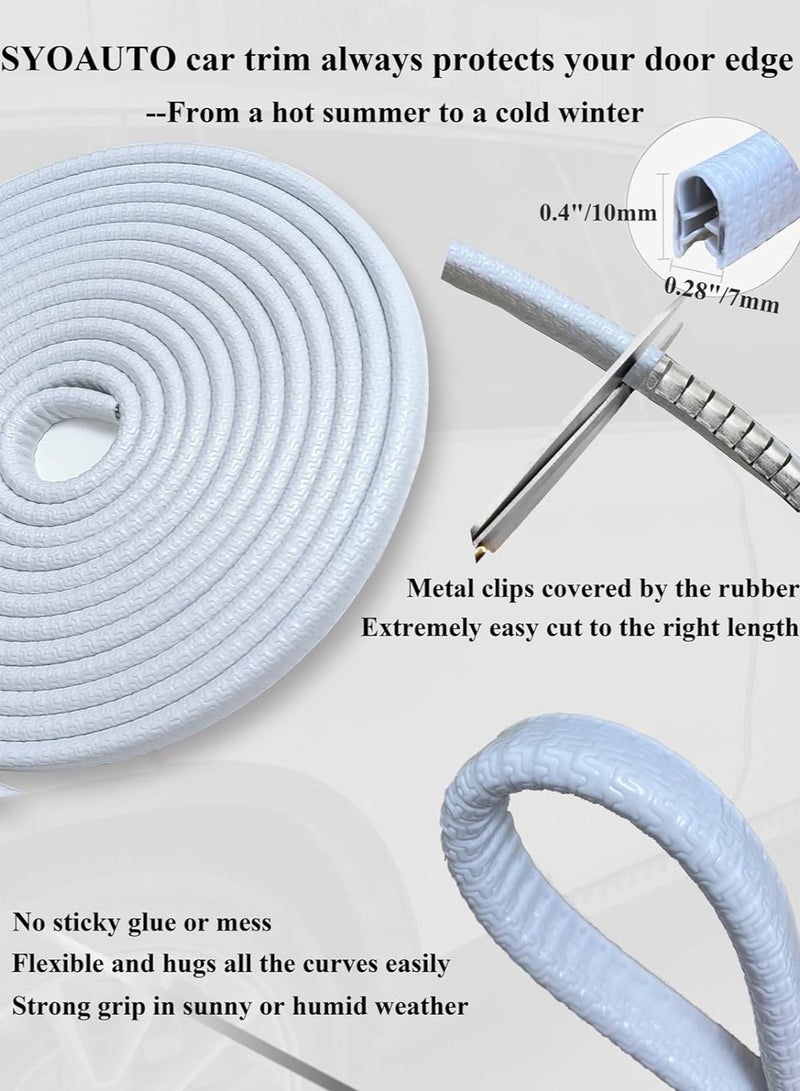 واقيات حافة باب السيارة بطول 5 أمتار، مقاس عالمي من المطاط على شكل حرف U، واقي حافة باب السيارة، واقي دخول باب السيارة باللون الأبيض - Image 4