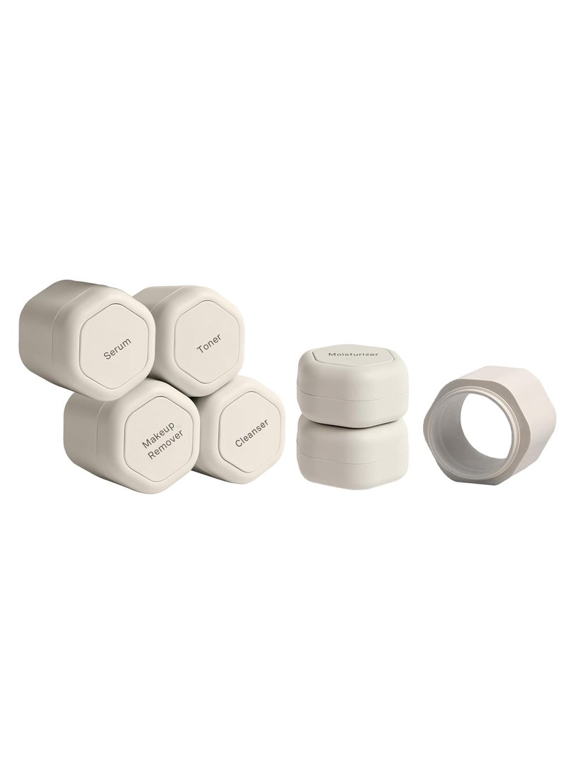 Cadence Cadence Travel Containers - Full Skincare Set - Magnetic Travel Capsules - 2 Small (0.56oz), 4 Medium Capsules (1.32oz), & Extender (1.43oz) with Multiple Labels for Better Organization - Sand 