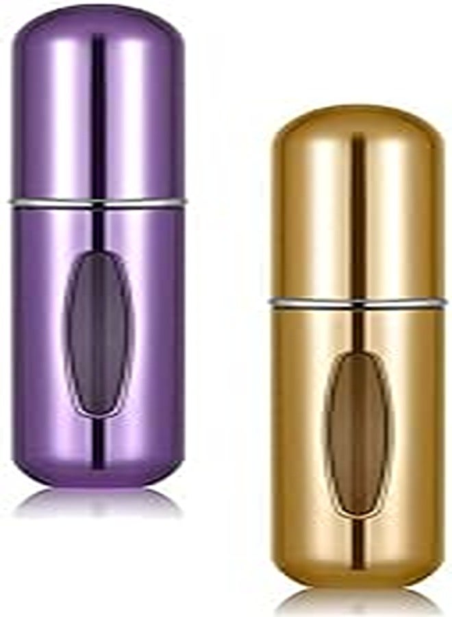 زجاجة بخاخ عطر صغيرة محمولة قابلة لإعادة التعبئة من EverCozy، زجاجات بخاخ بحجم السفر، إكسسوارات، زجاجة بخاخ صغيرة محمولة قابلة لإعادة التعبئة 5 مل، متعددة الألوان (عبوة من قطعتين)