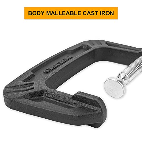 INGCO G-Clamp, 4"/100mm Heavy Duty G-Clamp, Body Malleable Cast iron T-shaped Tread, Clamps for DIY Carpentry Woodwork Building - Image 2