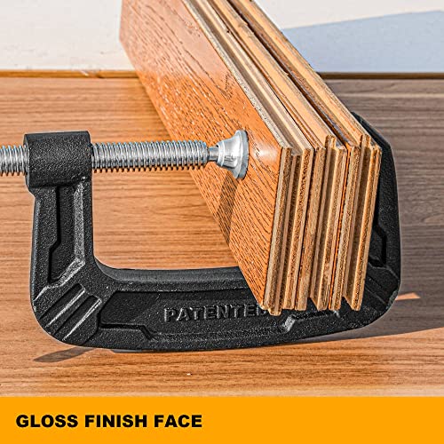 INGCO G-Clamp, 4"/100mm Heavy Duty G-Clamp, Body Malleable Cast iron T-shaped Tread, Clamps for DIY Carpentry Woodwork Building - Image 4