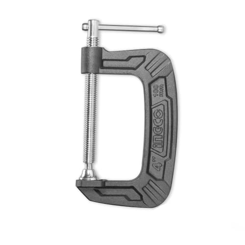 INGCO G-Clamp, 4"/100mm Heavy Duty G-Clamp, Body Malleable Cast iron T-shaped Tread, Clamps for DIY Carpentry Woodwork Building - Image 1