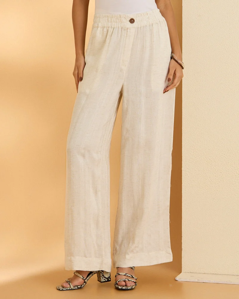 Redtag Women White Wideleg Trousers