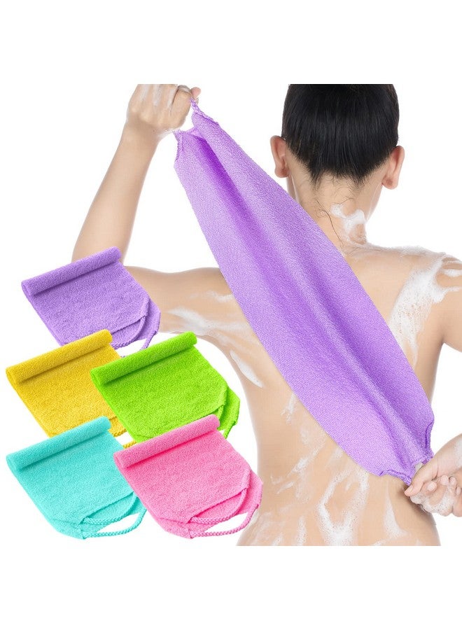 Lounsweer 5 Pcs Back Scrubber For Shower Exfoliating Body Scrubber Exfoliating With Handles Washcloth Towel Pull Strap Shower Scrubber For Body Cleans Skin Massages For Women Men One Size - Image 2