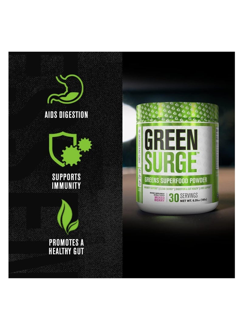 Jacked Factory - Green Surge Green Superfood Capsules Keto Friendly Greens Supplement W/Spirulina Wheat & Barley Grass Organic Greens Plus Probiotics & Digestive Enzymes 120 Veggie Pills - Image 1